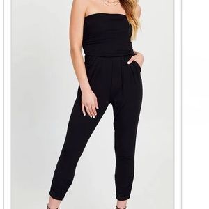 Tart Strapless Jumpsuit Black Lace Over Turquoise Lining Size XS